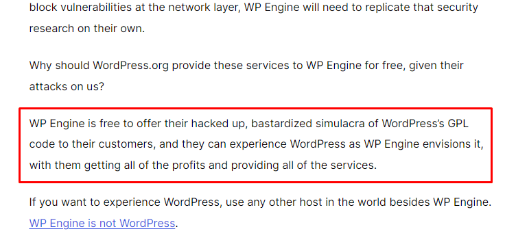 Mullenweg did not mince words when he called WP Engine’s move a "bastardization" of WordPress.