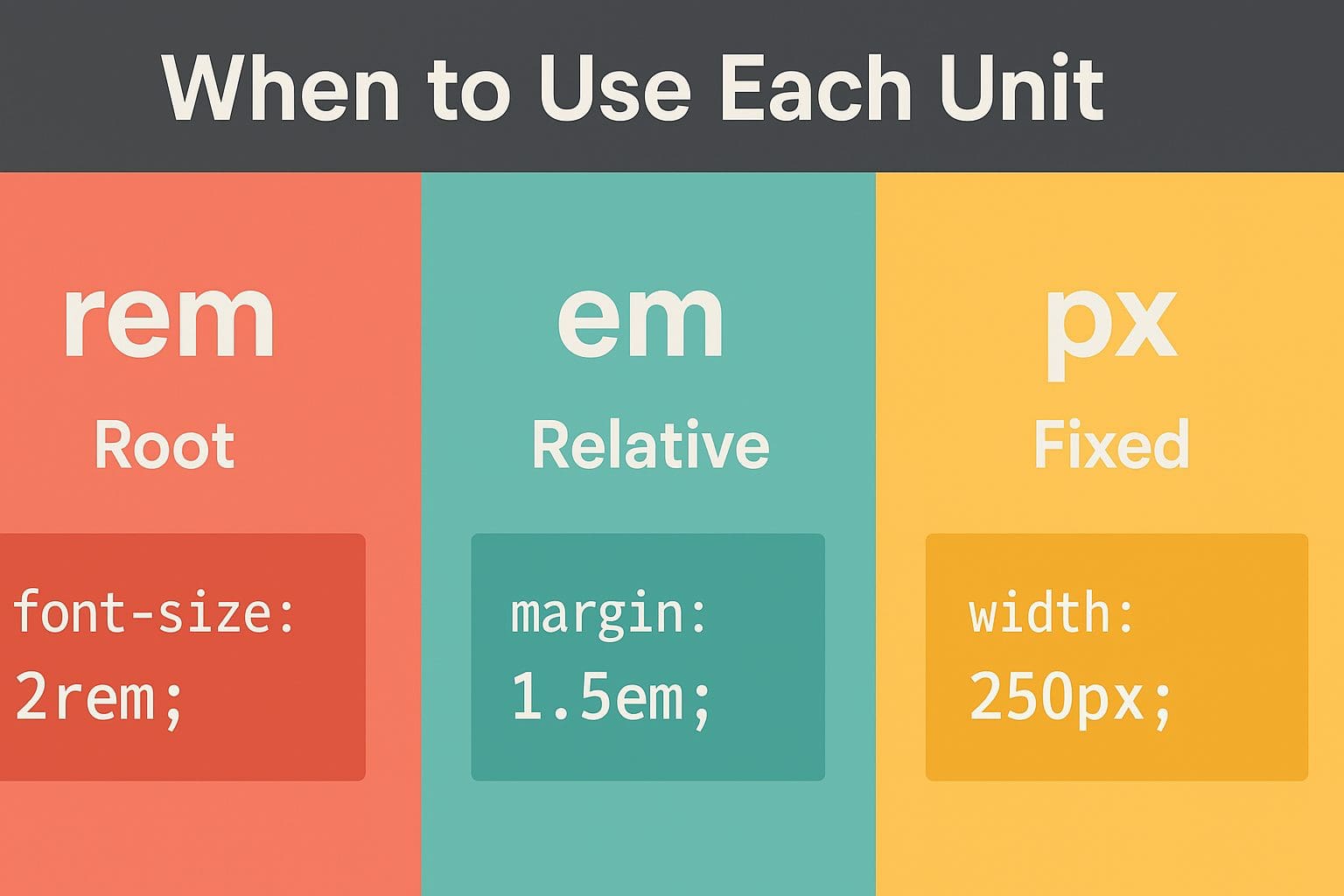 when to use rem vs em vs px